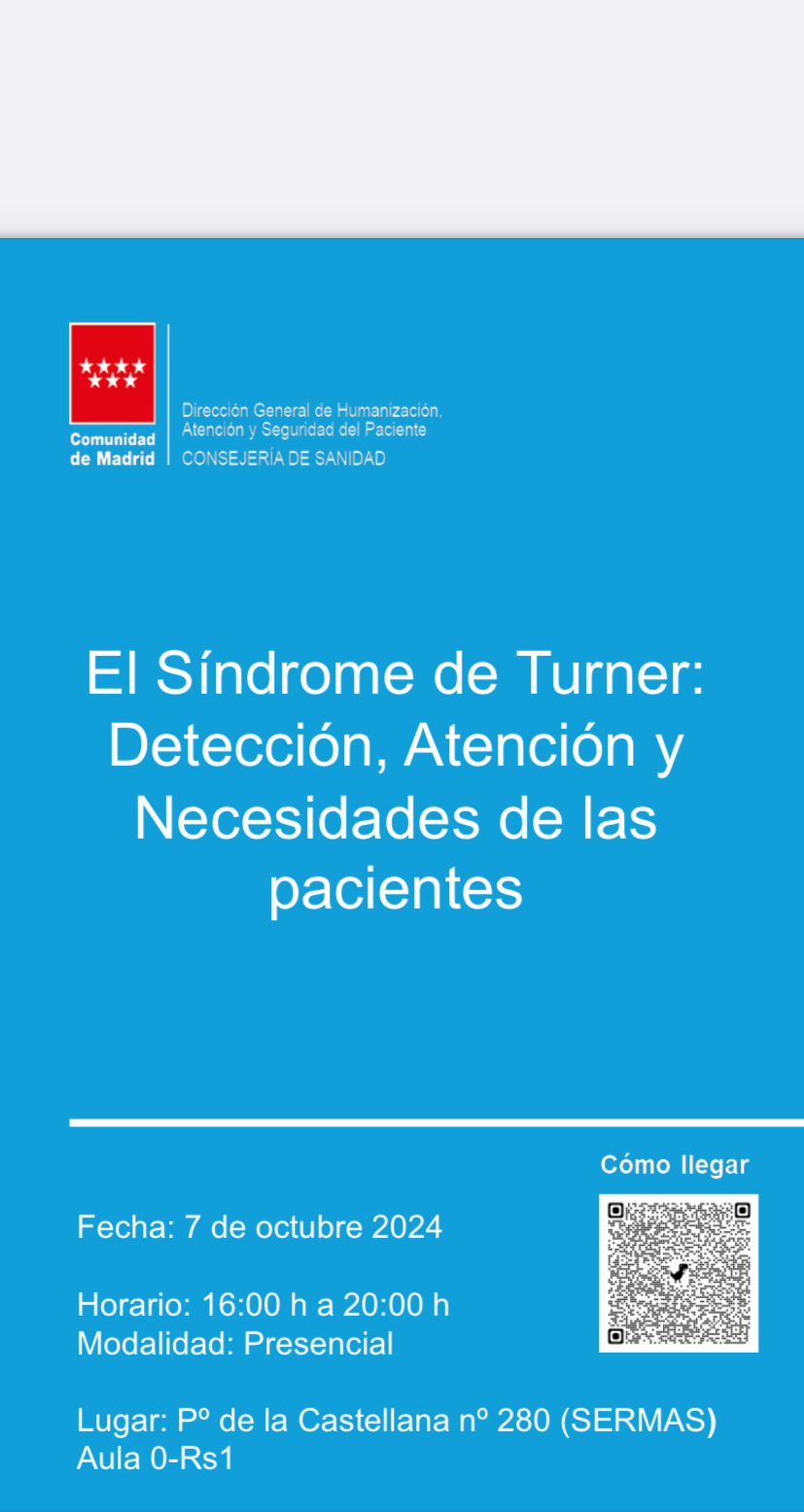 Primer curso sobre el Síndrome de Turner organizado por la Asociación Turner Madrid y la Comunidad de Madrid